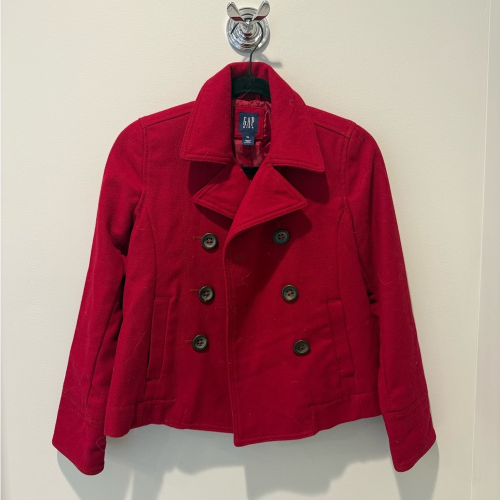 GAP Kids Scarlet Double-Breasted Wool Peacoat